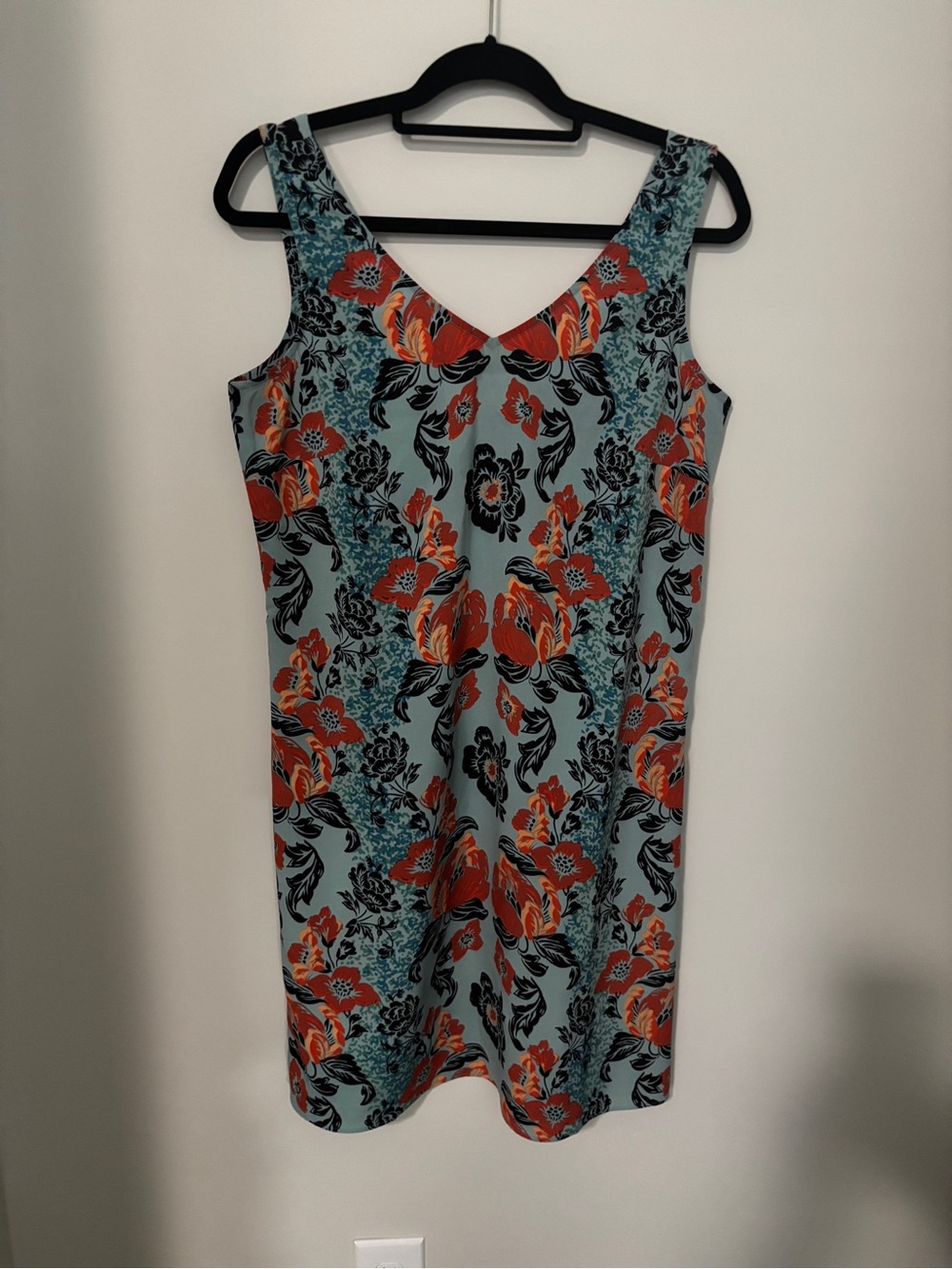 Cabi Sleeveless Floral Shift Dress in Teal and Orange Size M - PTP 19” Length 37
